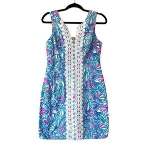 Lilly Pulitzer My Fans Blue Shift Dress Size 6